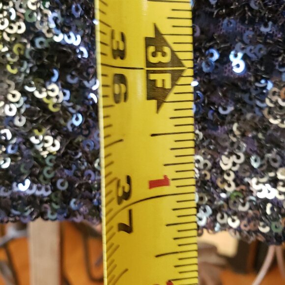 R & M Richards NYC Womens 6 Drape Back Blue / Silver V Back Sequin Dress NWT - Picture 13 of 14